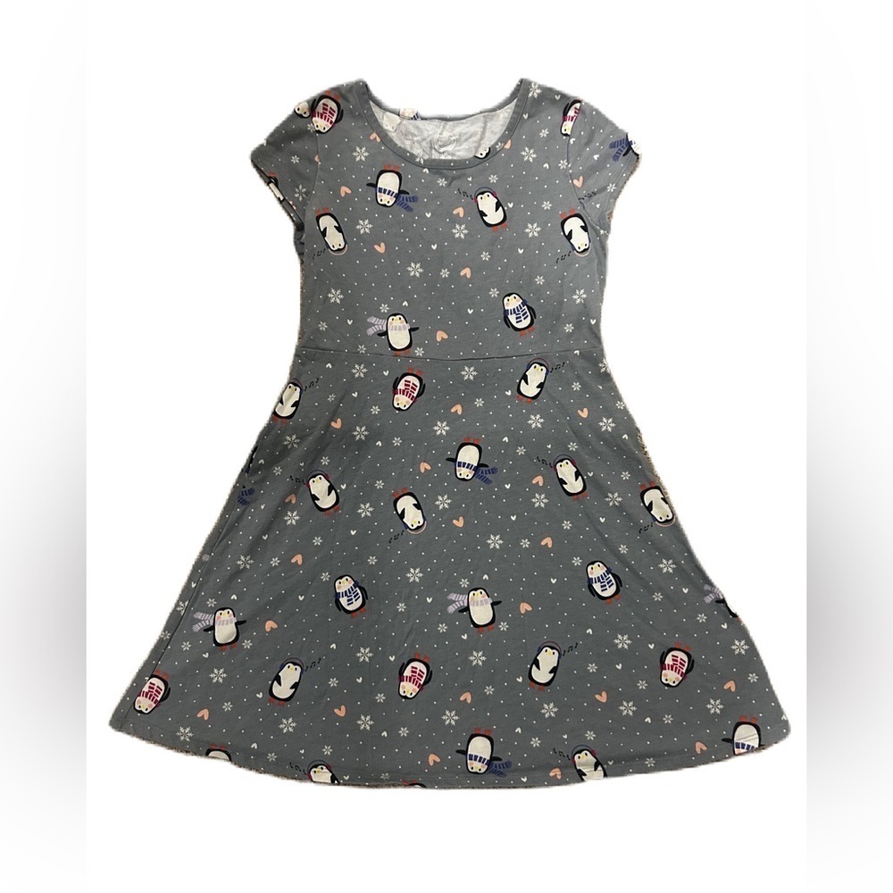 NWOT Wonder Nation Gray Penguin Print Dress Sz. Large-10/12